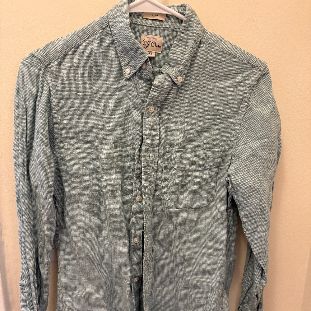J Crew Blue check button up